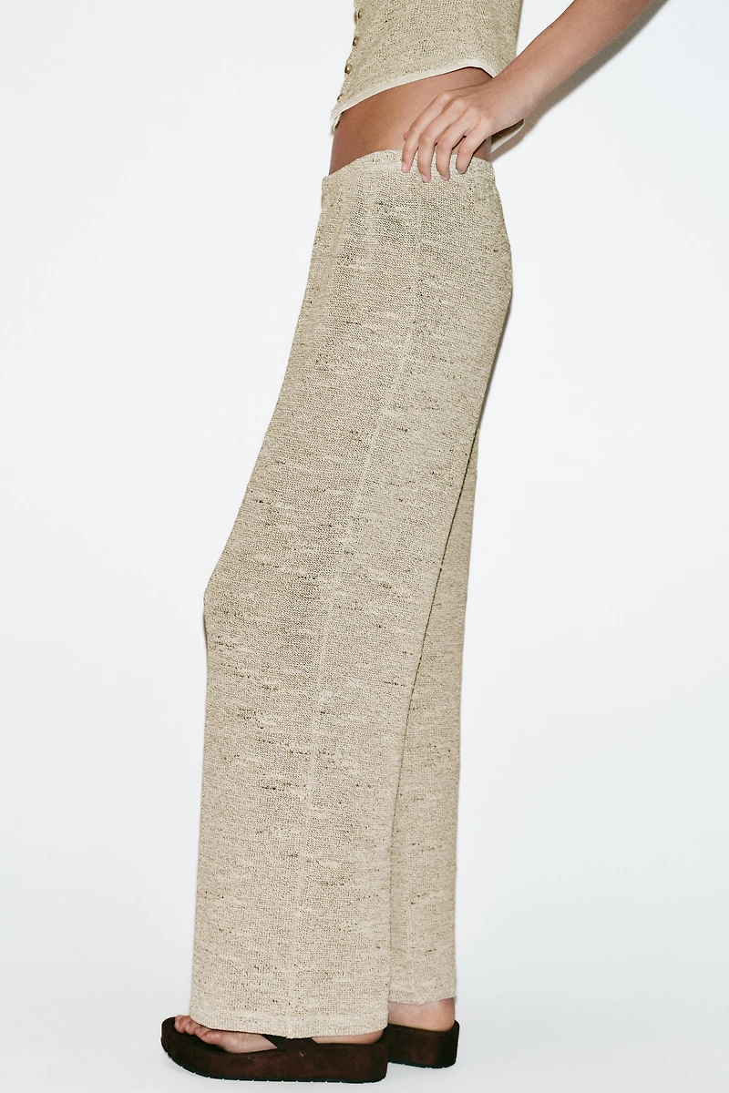 WIDE LEG TEXTURED PANTS