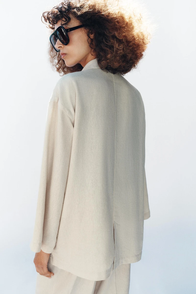 VESTE À BOUTONNAGE CROISÉ AVEC LIN