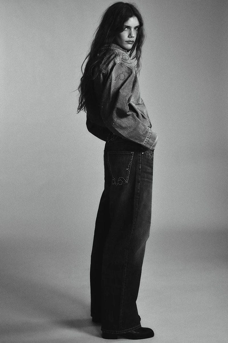 TRF METALLIC STUD JEANS