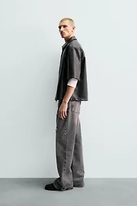 FAUX LEATHER RELAXED FIT OVERSHIRT