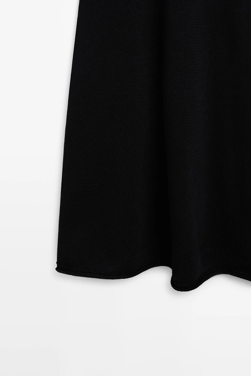 100% cotton contrast knit midi dress