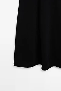 100% cotton contrast knit midi dress