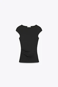 RIBBED DRAPED TOP