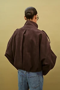 FAUX SUEDE JACKET WITH SHOULDER TABS