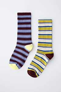 TWO-PACK OF STRIPED LONG SOCKS