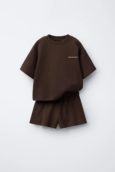 ENSEMBLE T-SHIRT ET BERMUDA INTERLOCK INSCRIPTION