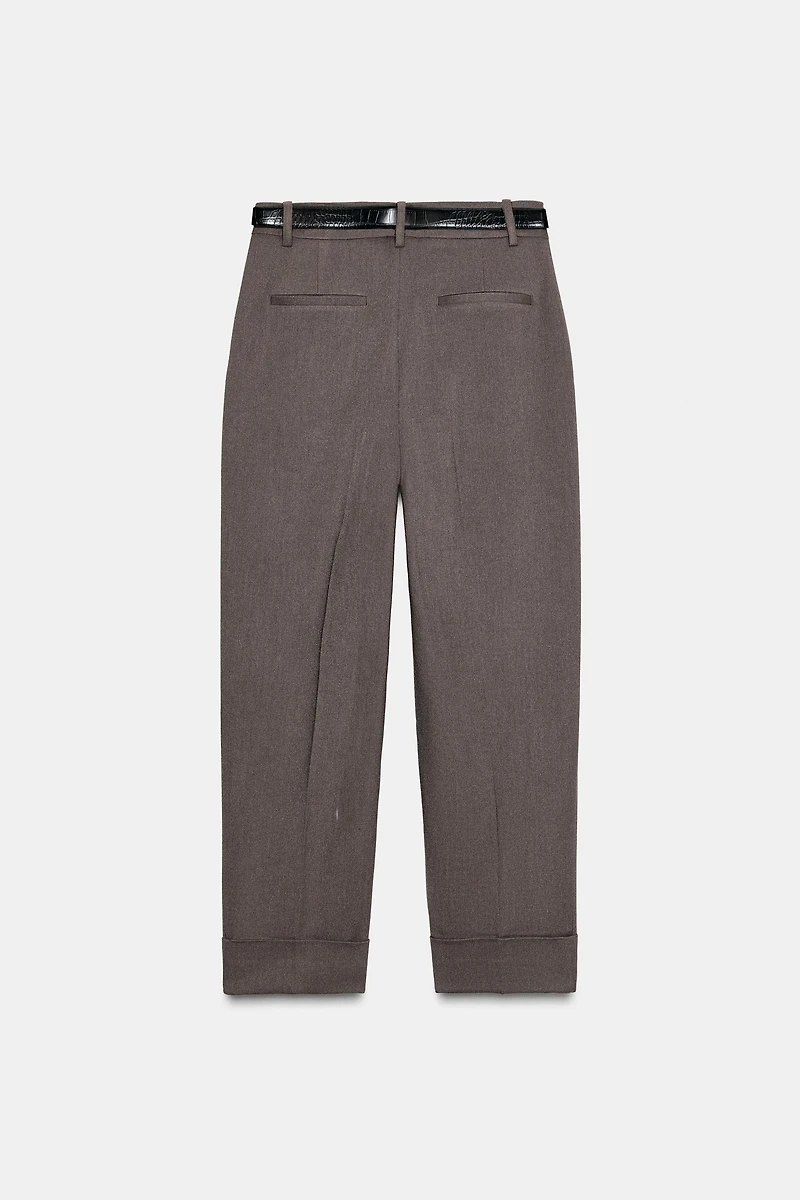 CUFFED BELTED PANTS
