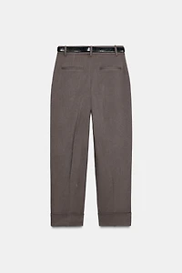 CUFFED BELTED PANTS