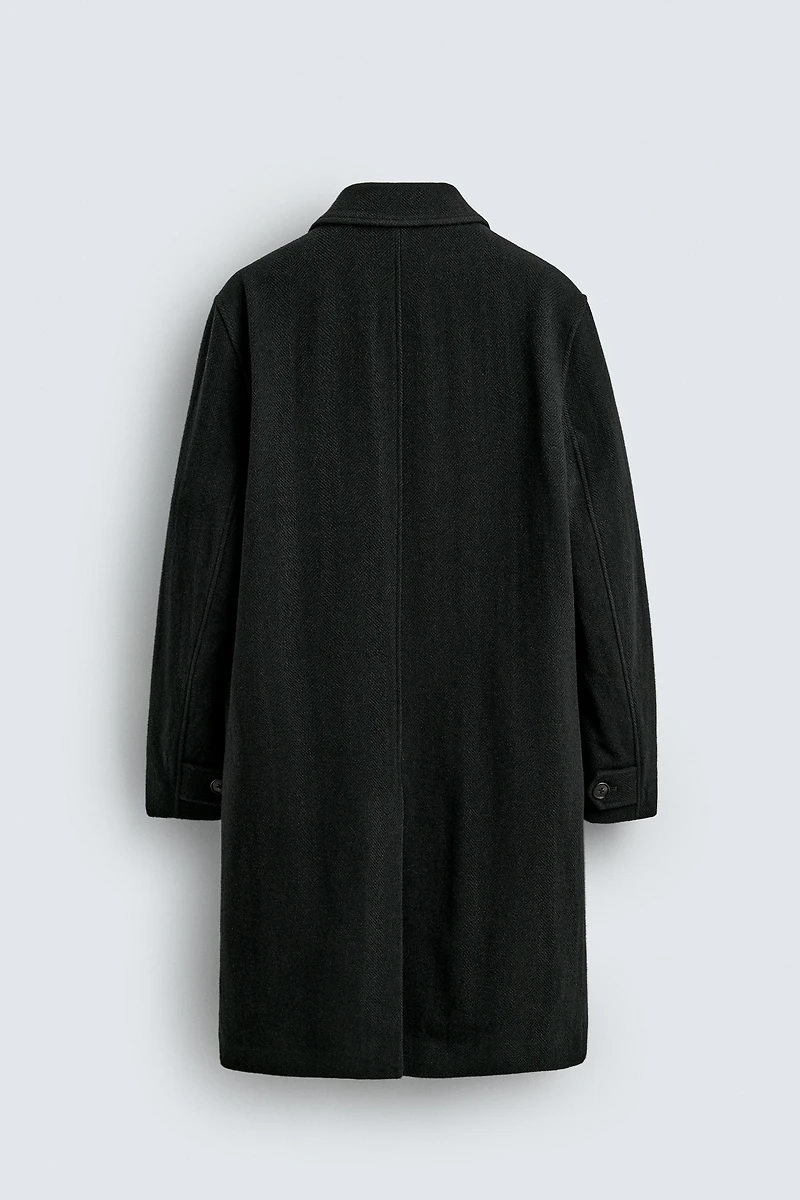 100% WOOL HERRINGBONE COAT