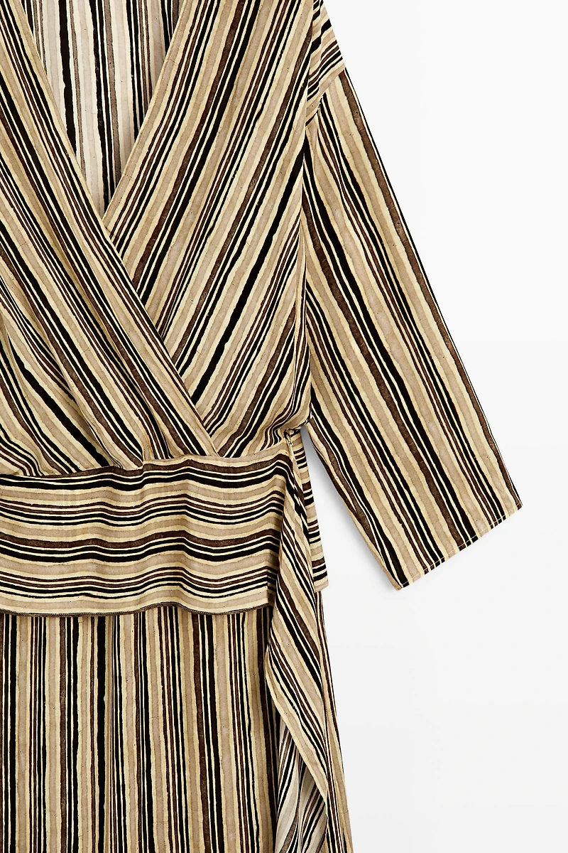 Striped midi dress with corset belt
