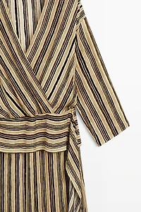Striped midi dress with corset belt