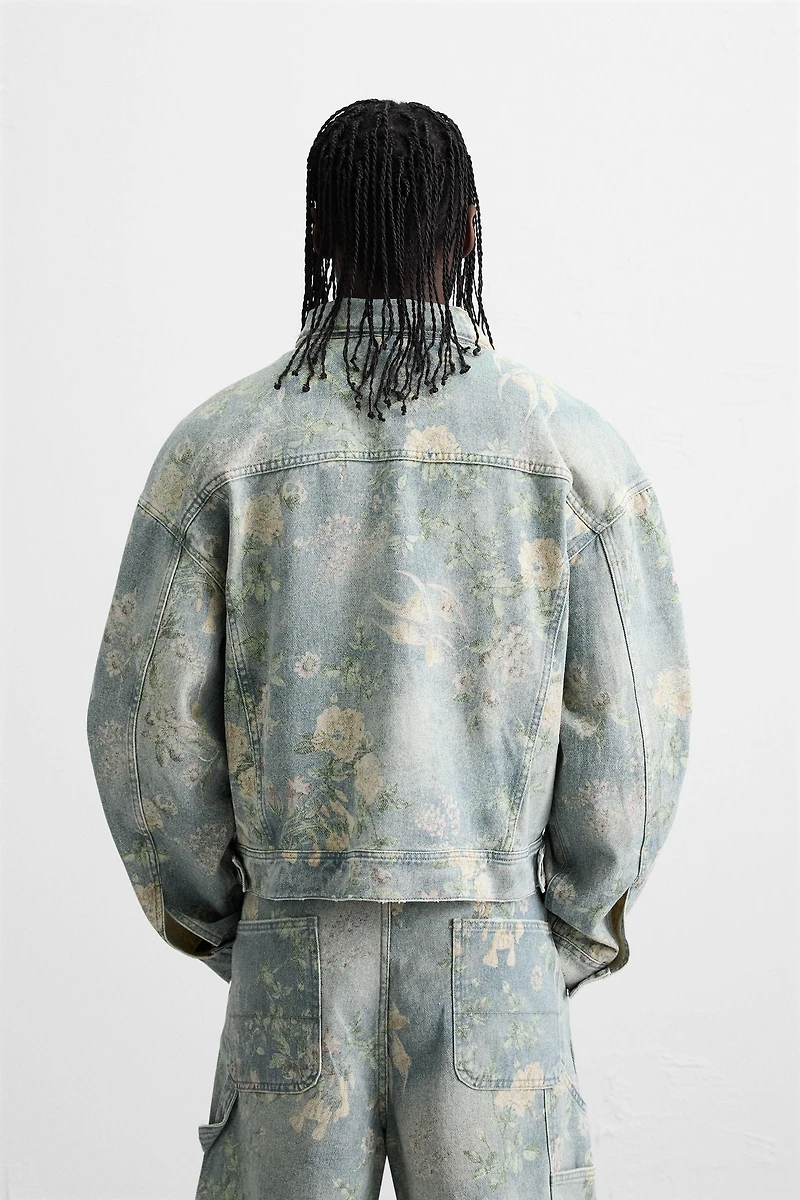 FLORAL PRINT DENIM JACKET