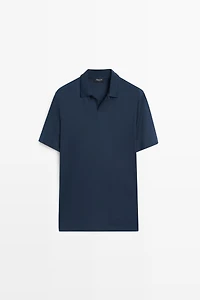 100% cotton V-neck knit polo