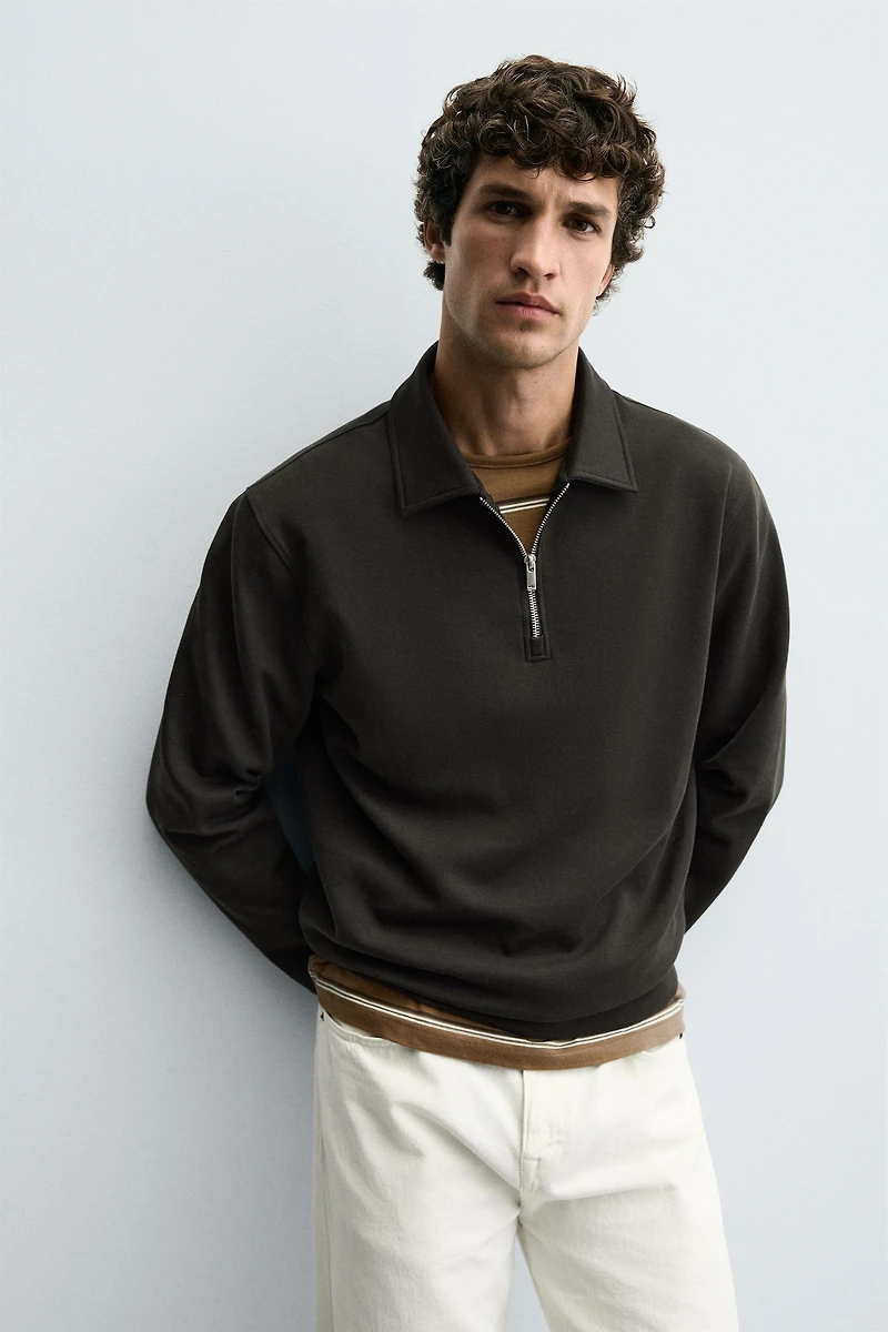 INTERLOCK ZIP POLO SWEATSHIRT