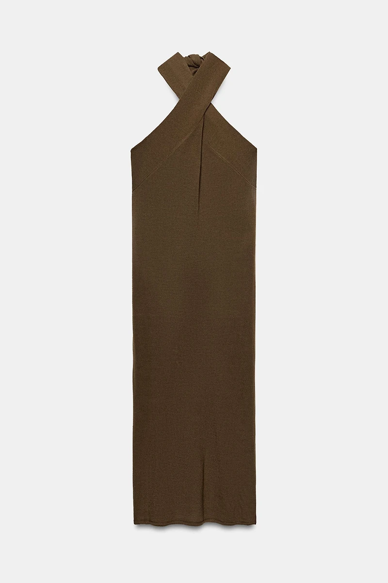 KNIT HALTER MIDI DRESS
