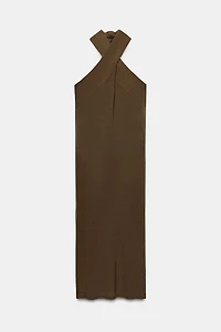 KNIT HALTER MIDI DRESS