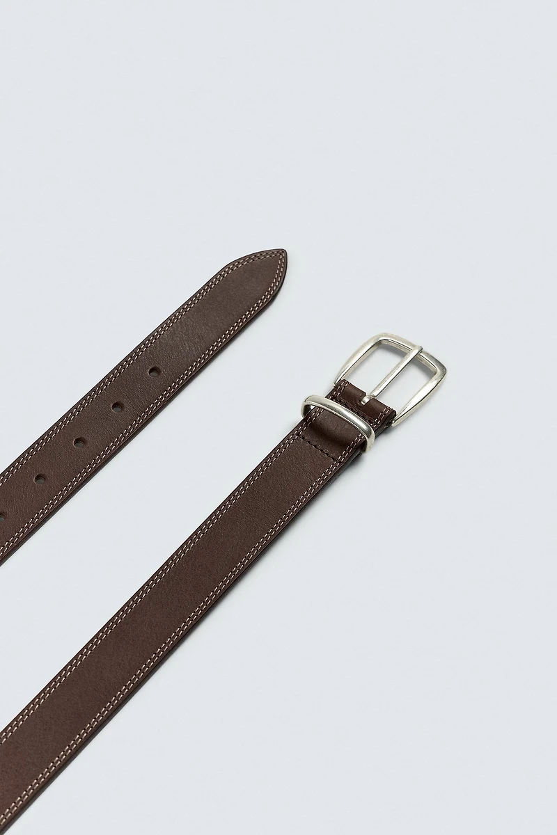 ORIGINS TOPSTITCHED LEATHER BELT