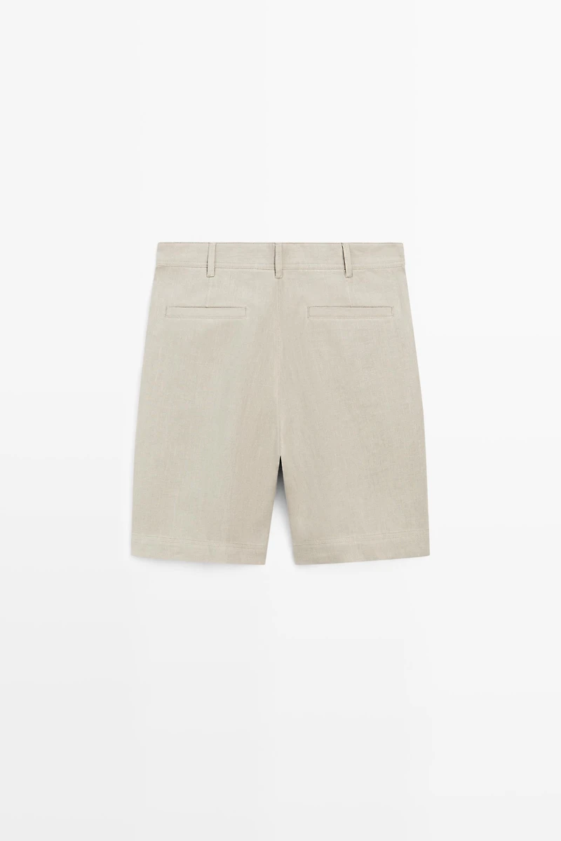 100% linen short Bermuda shorts