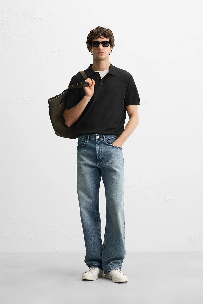 COTTON - SILK BLEND KNIT POLO