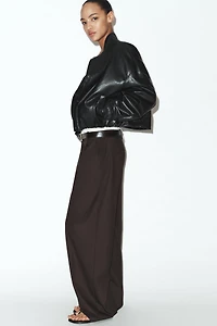 FAUX LEATHER PADDED BOMBER JACKET