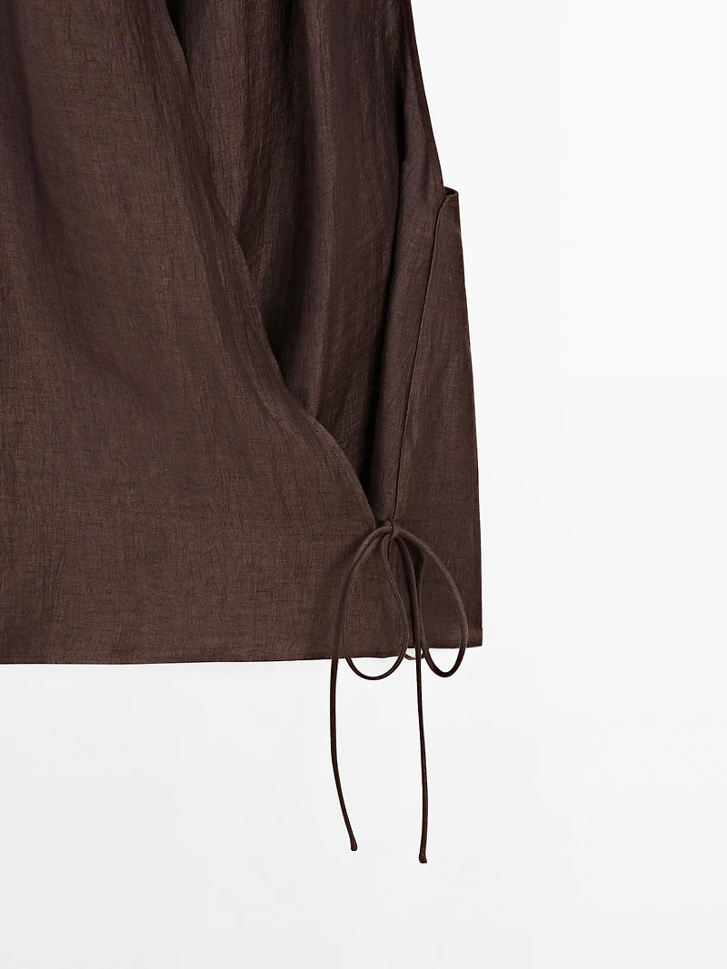 Linen blend crossover halter top