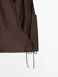 Linen blend crossover halter top