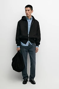 Wool blend double-knit hooded jacket