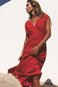 PLEATED MIDI DRESS