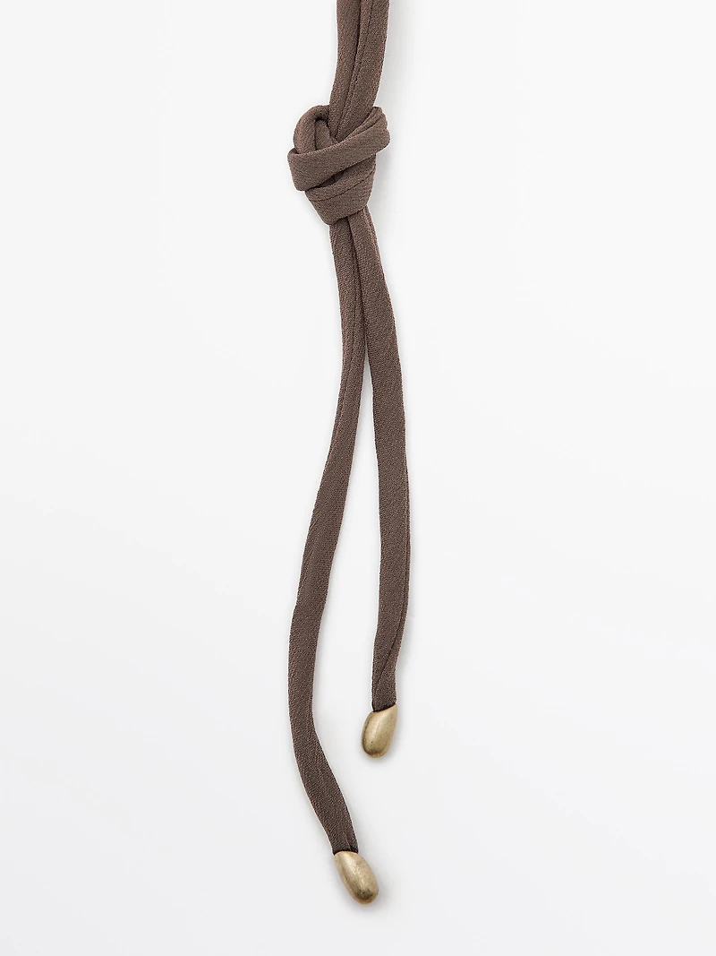 Leaf and silk cord necklace