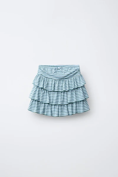 RUFFLED STRIPED SKIRT