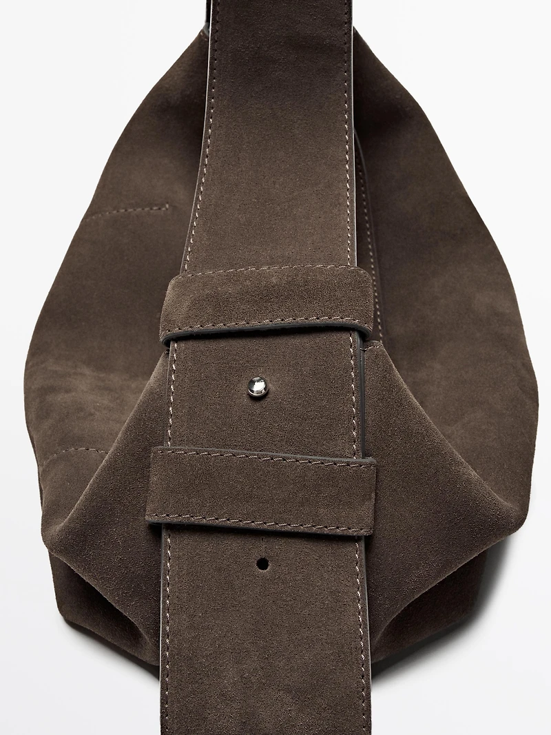 Split suede shoulder bag