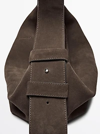 Split suede shoulder bag