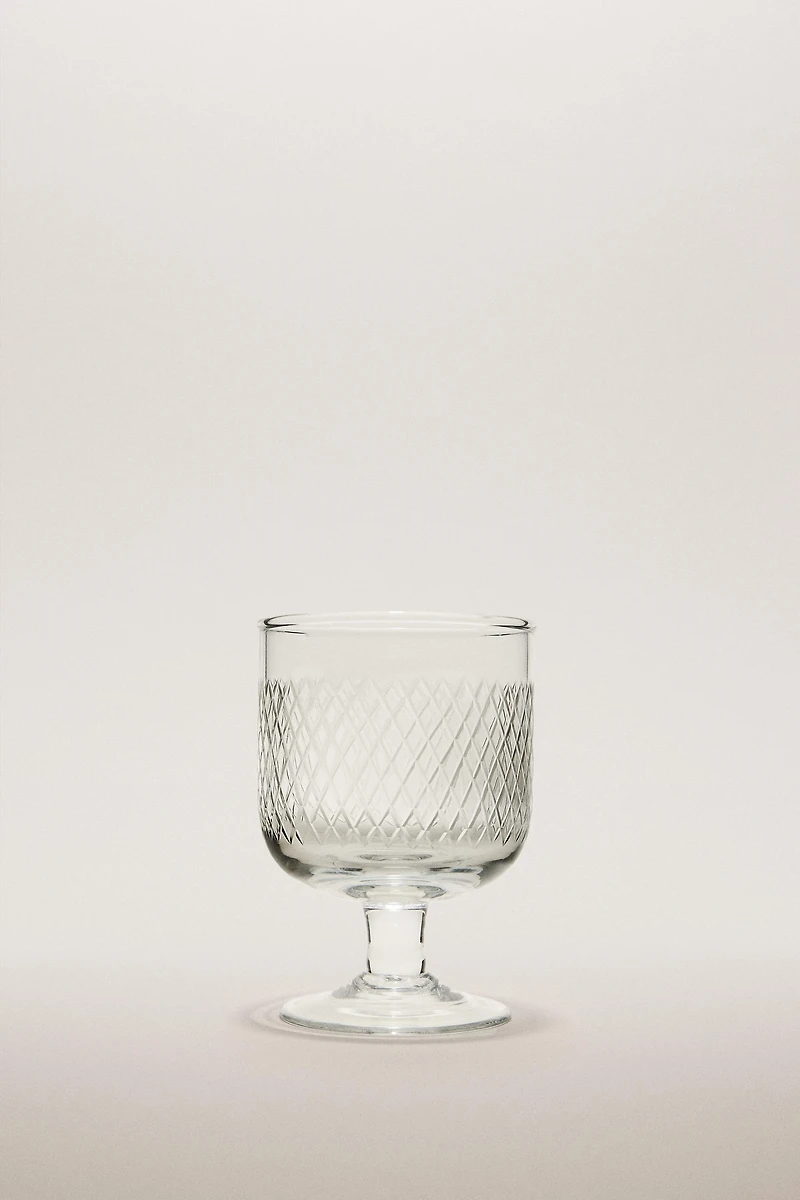 CARVED GLASS GOBLET
