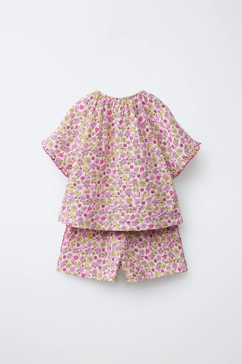 ENSEMBLE T-SHIRT ET BERMUDA TEXTURÉ IMPRIMÉ