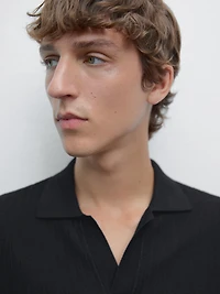 Short sleeve jacquard knit polo shirt