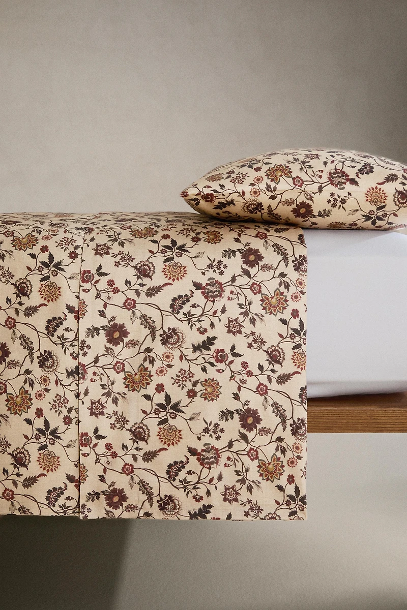 DRAP DE DESSUS SATIN IMPRIMÉ FLEURS