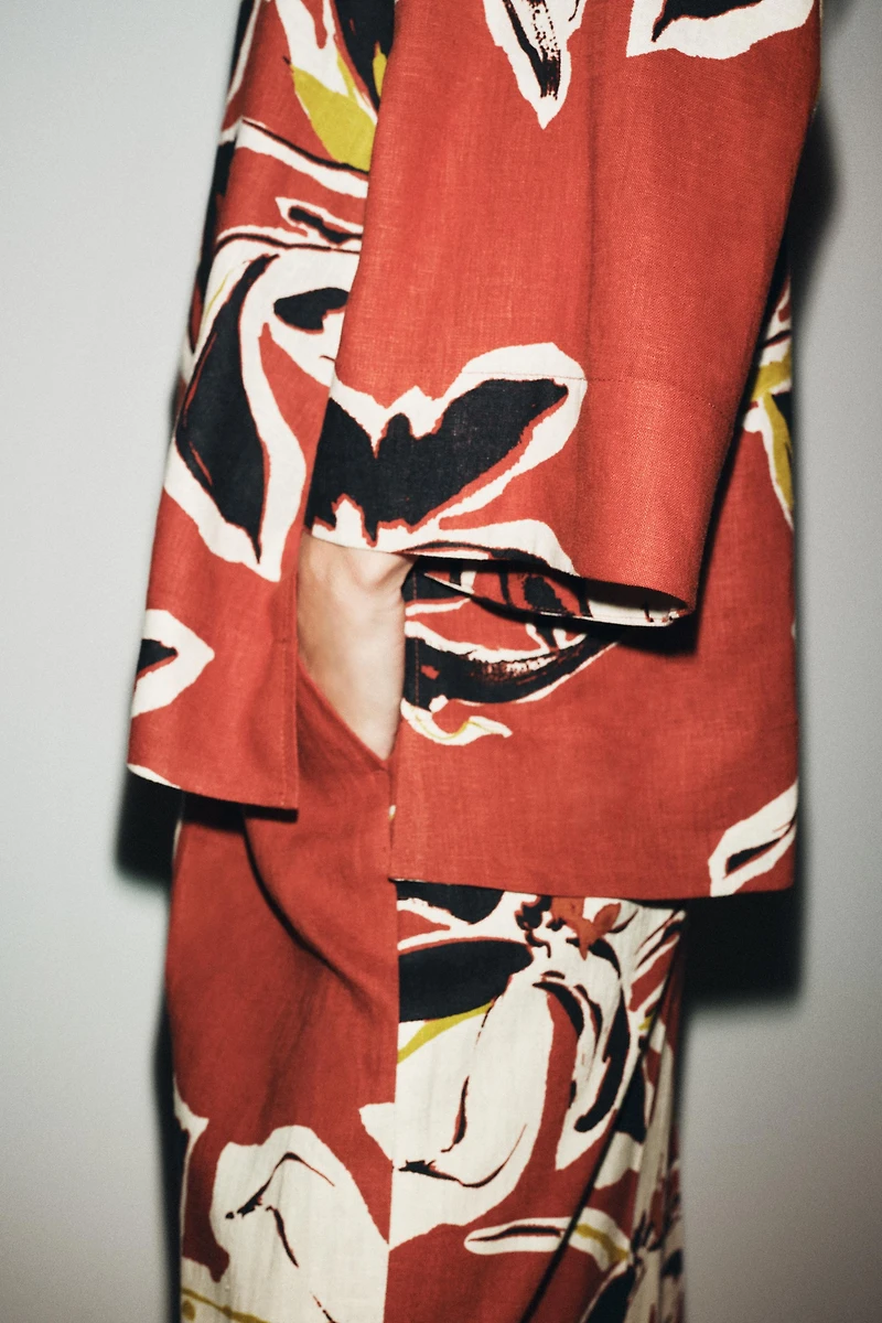 FLORAL PRINT LINEN PANTS