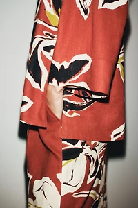 FLORAL PRINT LINEN PANTS