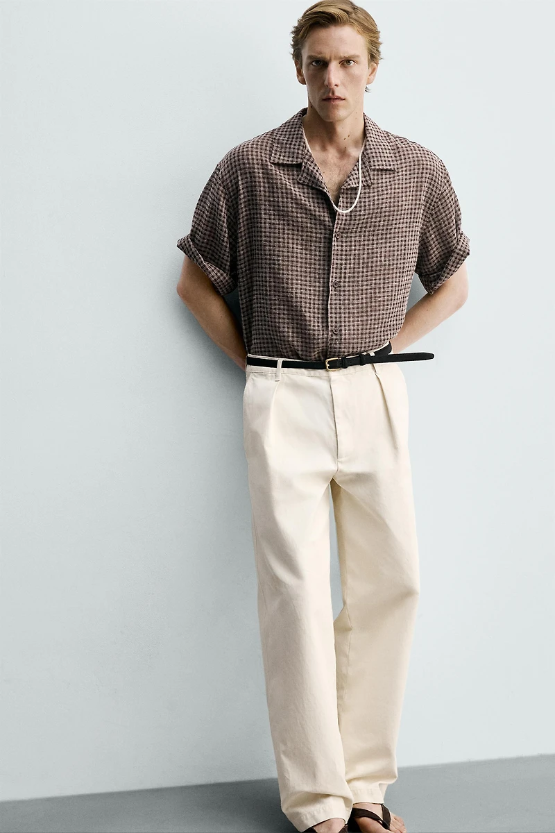 RELAXED FIT PLAID JACQUARD SHIRT
