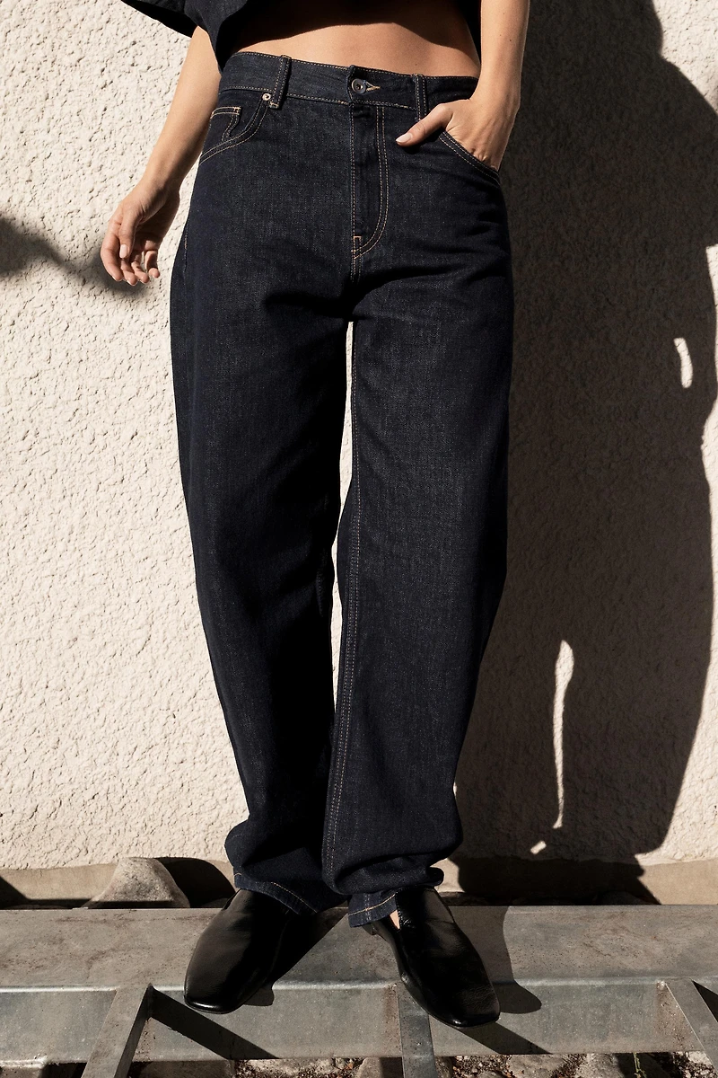 HIGH-WAIST BARREL TRF JEANS