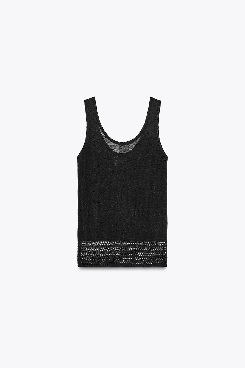 TOP EN MAILLE BAS POINTELLE