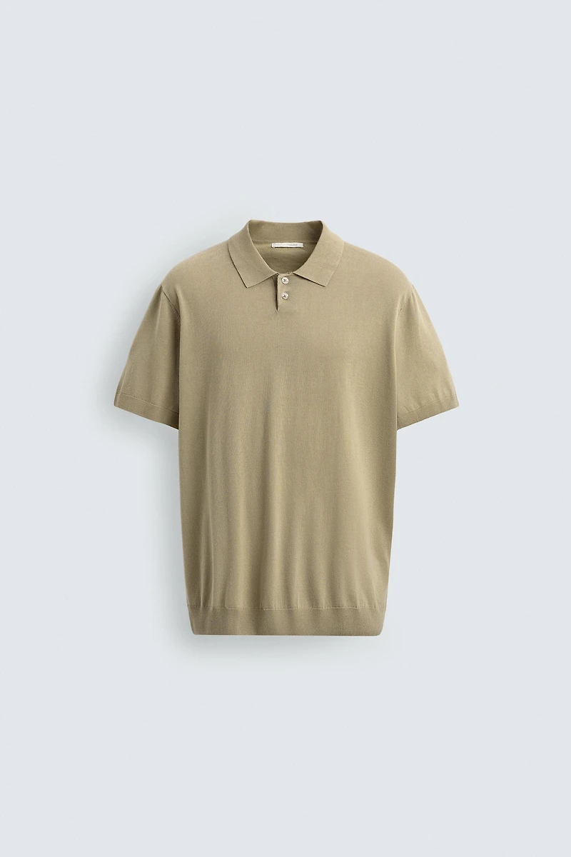 WASHED TEXTURED KNIT POLO
