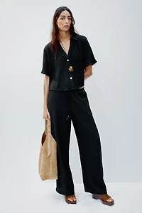 PANTALON LARGE À TAILLE ÉLASTIQUE