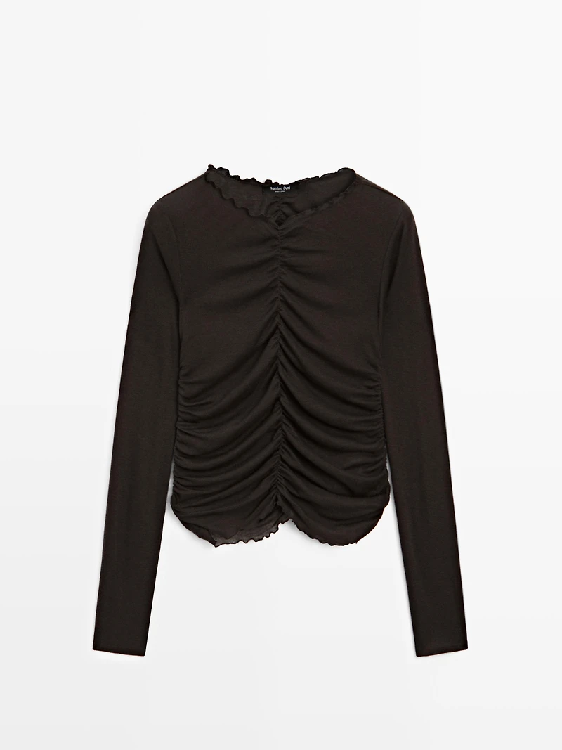 T-shirt manches longues froncé