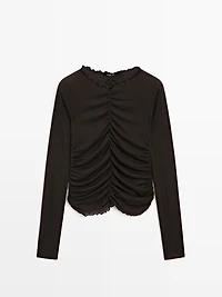 T-shirt manches longues froncé