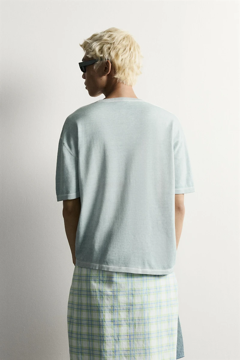 WASHED EFFECT KNIT T-SHIRT