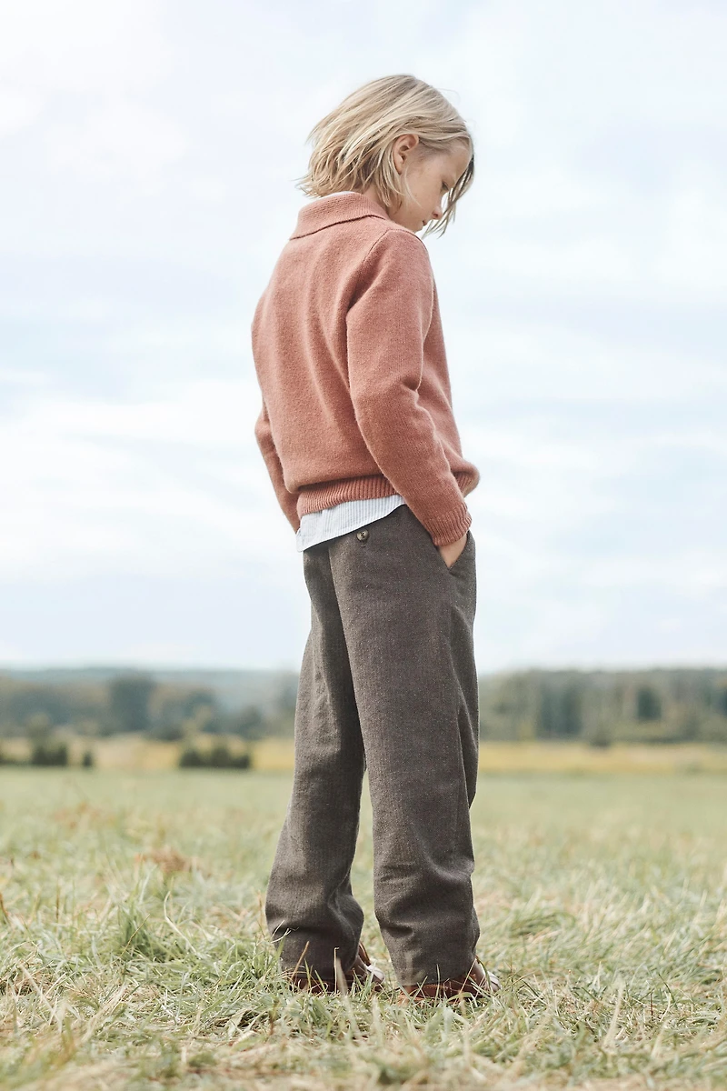 LIMITED EDITION HERRINGBONE STRAIGHT-LEG PANTS