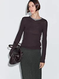 Pleated knit midi skirt