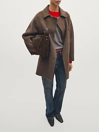 Grand sac porté épaule en croûte de cuir