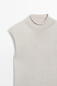 Cotton blend high neck knit top